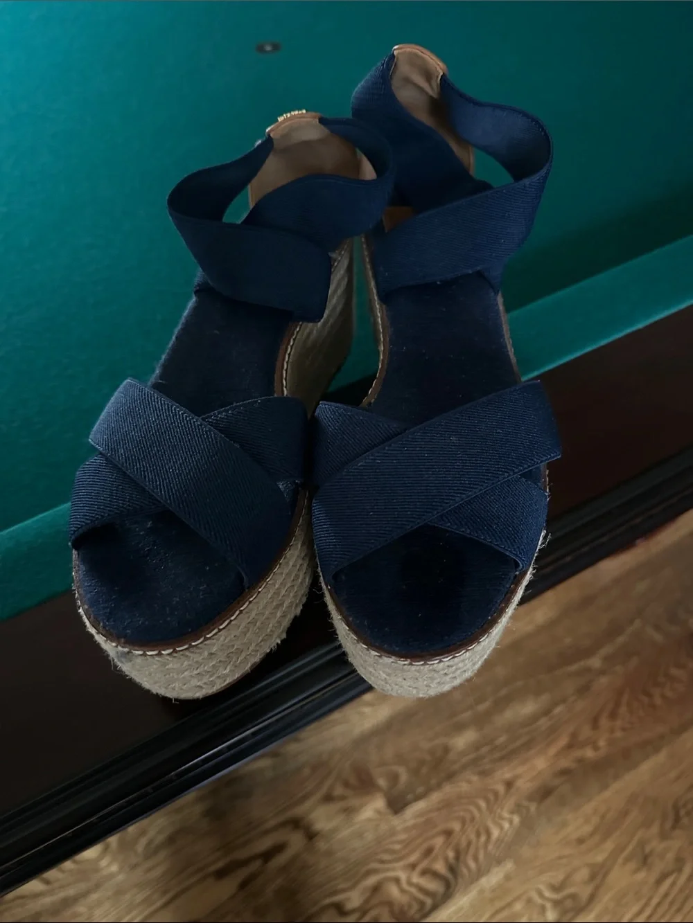 Women's Navy Tory Burch Espadrille Platform Sandals